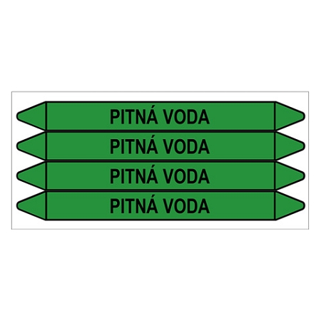 Značení potrubí, pitná voda,4 ks, 250 × 26 mm